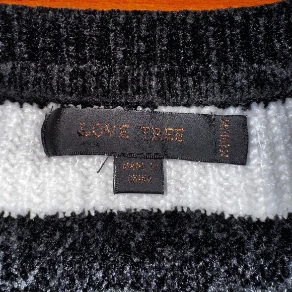 Women Black and White Striped Crewneck Sweater - Picture 2 of 4